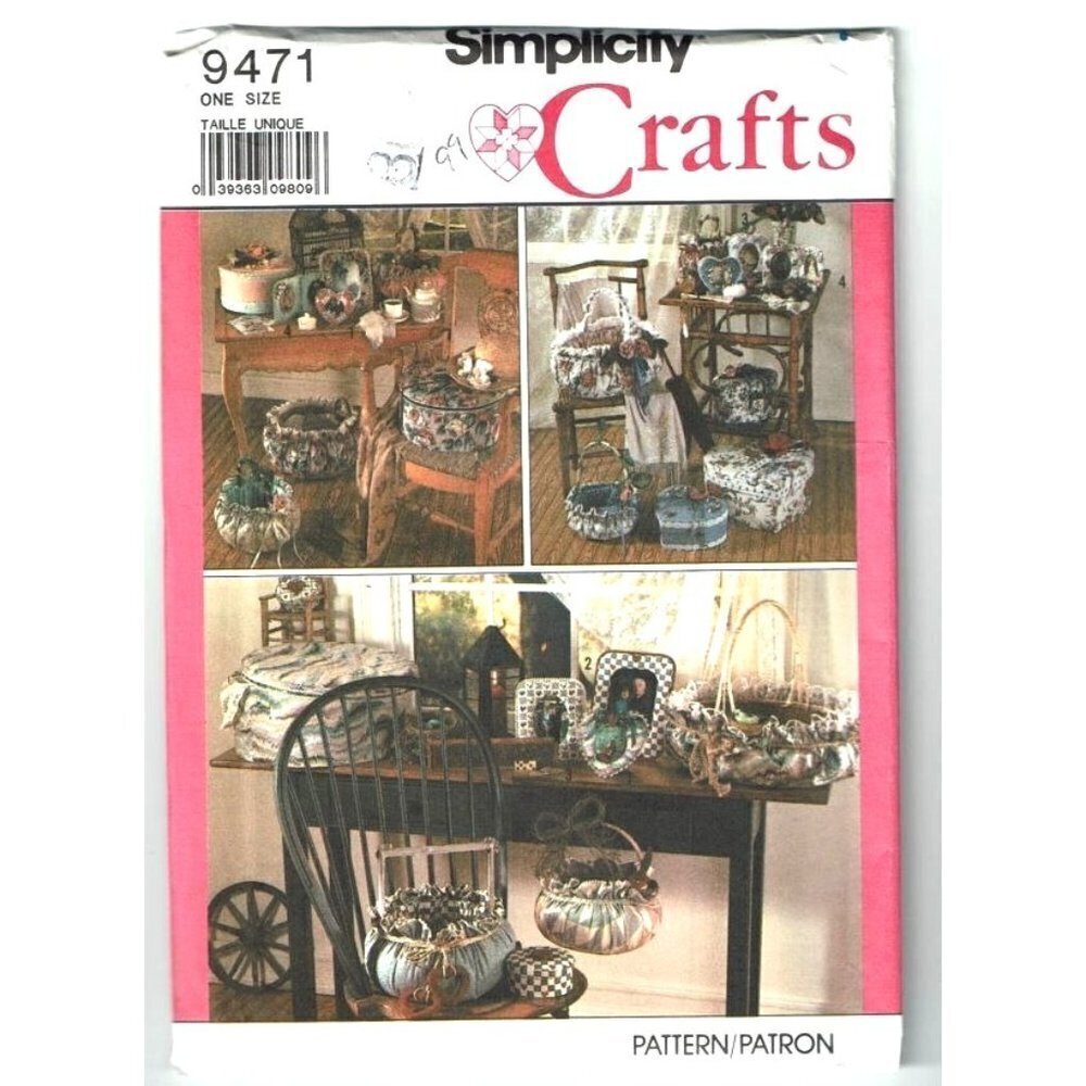 Simplicity Sewing Pattern 9471 Covered Frames Boxes Baskets‎ Crafting UNCUT